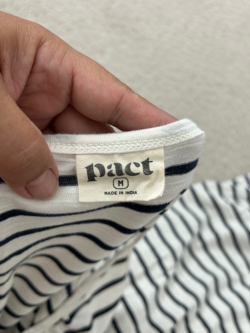 Pact Maxi Dress Medium Slub Cotton Sleeveless Racerback Striped Navy White - Picture 7 of 10